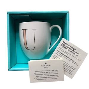 Kate Spade NY Lenox White Pink Gold It's Personal Monogrammed U Coffee Tea Mug